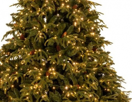 Brad artificial Premium Franklin cu lumini si conuri naturale, 1500 LED, PE, 210 cm, verde [4]