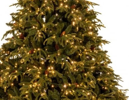 Brad artificial Premium Franklin cu lumini si conuri naturale, 2000 LED, PE, 240 cm, verde [4]