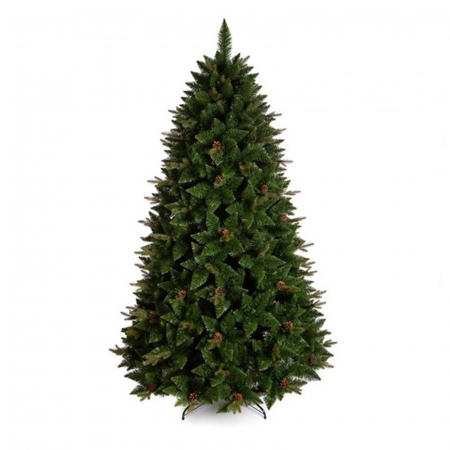 Brad artificial Premium Pin Caucasian cu conuri, PE+PVC, 220 cm, verde - BraziPremium.ro [0]