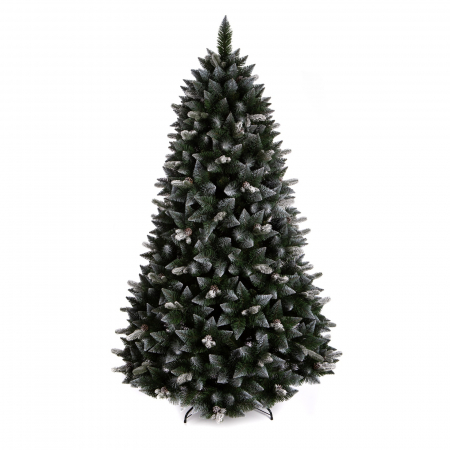 Brad artificial Premium Pin Cucasian cu conuri si zapada , PE+PVC, 120 cm, verde  - BraziPremium.ro [0]