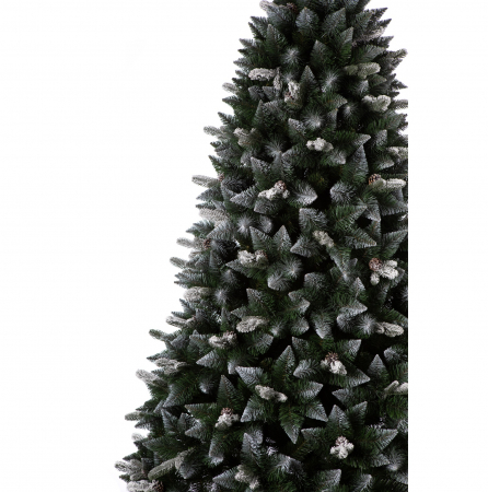 Brad artificial Premium Pin Cucasian cu conuri si zapada , PE+PVC, 180 cm, verde  - BraziPremium.ro [1]