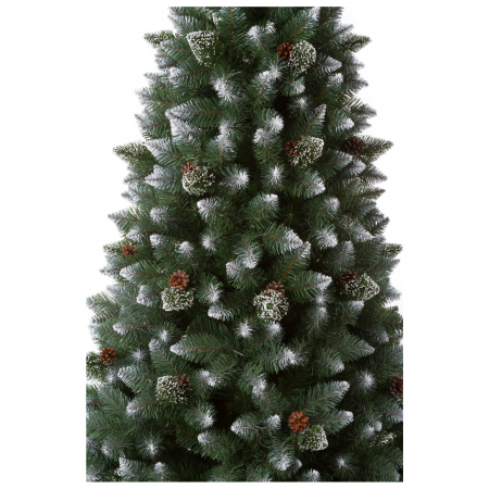 Brad artificial Pin Diamond cu conuri si zapada , PVC, 220 cm, verde  - BraziPremium.ro [1]