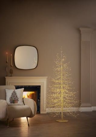 COLECTII CRACIUN 2025 - Brad decorativ Albero Faggio, 1940 MicroLED, 180 cm, IP44, exterior/interior, auriu - BraziPremium By OLLMA