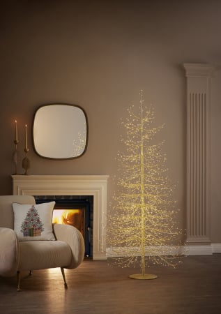 COLECTII CRACIUN 2025 - Brad decorativ Albero Faggio, 2690 MicroLED, 210 cm, IP44, exterior/interior, auriu - BraziPremium By OLLMA