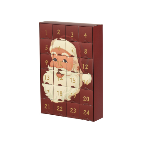 Calendar Advent cu Mos Craciun, 24.3x7.3x36.3 cm, rosu - BraziPremium By OLLMA