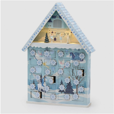 Calendar Advent model Casuta Fermecata cu muzica si lumini LED, 62x39x11 cm, albastru - BraziPremium By OLLMA [1]