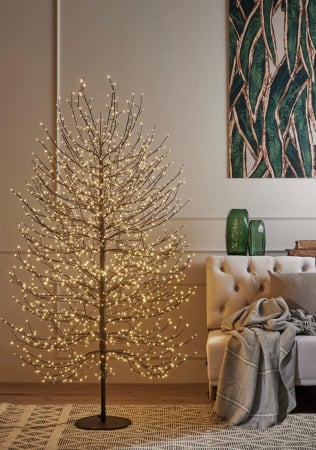 COLECTII CRACIUN 2025 - Copac decorativ Faggio, 2000 LED, 180 cm, IP44, negru - BraziPremium By OLLMA