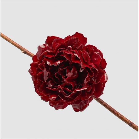 Decoratiune brad Bujor lucios cu clips, 17 cm, bordeaux - BraziPremium By OLLMA [1]