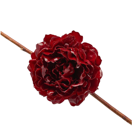Decoratiune brad Bujor lucios cu clips, 17 cm, bordeaux - BraziPremium By OLLMA
