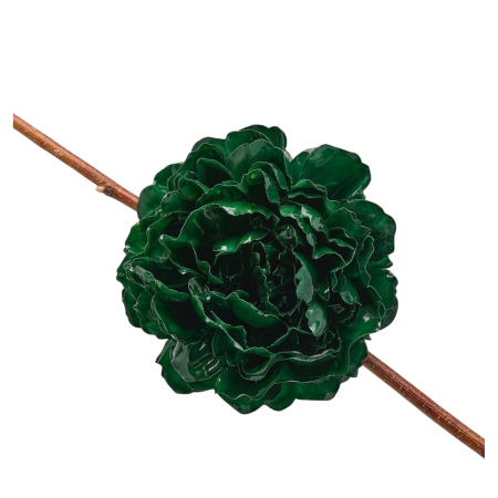 Decoratiune brad Bujor lucios cu clips, 17 cm, verde - BraziPremium By OLLMA