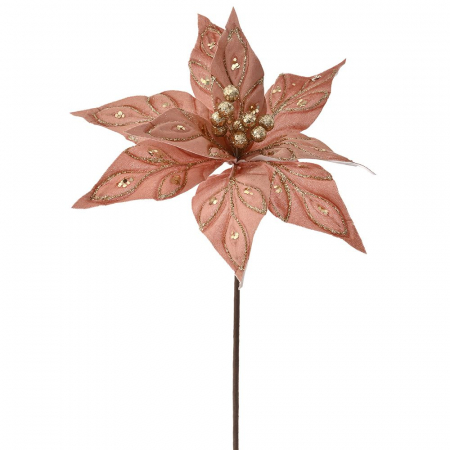 Flori pentru brad - Decoratiune brad Craciunita, somon, 30 cm