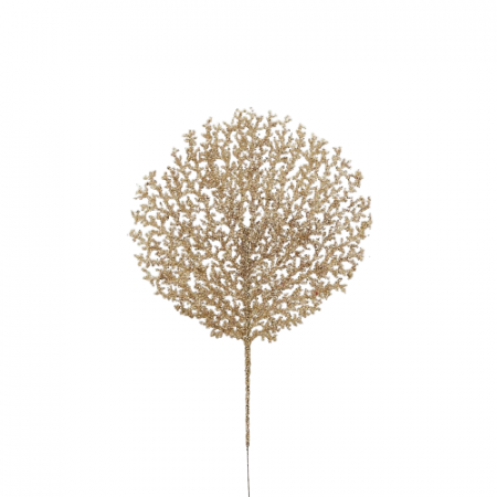 Flori pentru brad - Decoratiune brad, Crenguta model Coral, 48 cm, auriu  - BraziPremium.ro