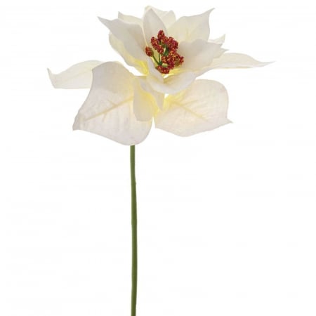Flori pentru brad - Decoratiune brad, Floare Craciunita, 33 cm, textil, alb - BraziPremium.ro