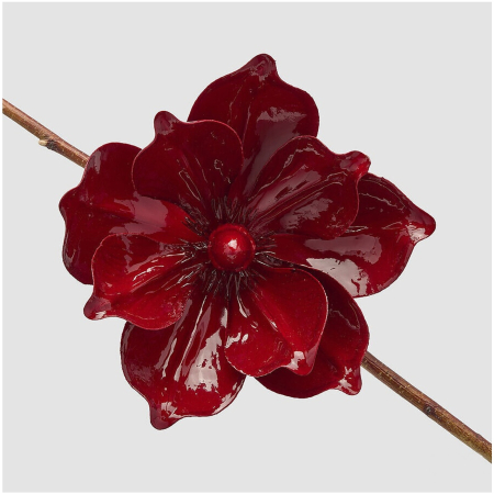 Decoratiune brad Magnolie cu clips, 20 cm, bordeaux - BraziPremium By OLLMA [1]