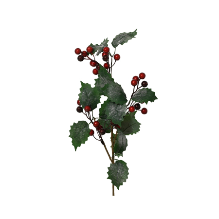 Decoratiune brad ramura Ilex cu sclipici, 60 cm, verde - BraziPremium By OLLMA