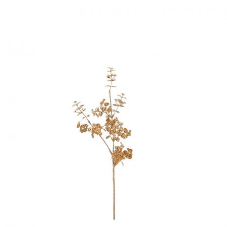 Flori pentru brad - Decoratiune brad ramura Eucalipt Glitter, 60 cm, auriu - BraziPremium.ro