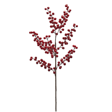 Decoratiune brad ramura Ilex, 85 cm, rosu - BraziPremium By OLLMA