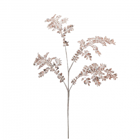 Flori pentru brad - Decoratiune brad ramura Nandina cu paiete, 83 cm, roz - BraziPremium.ro