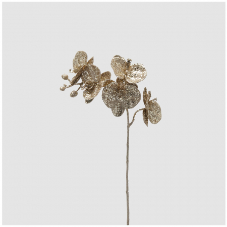 Decoratiune brad ramura Orhidee Phalaenopsis Glitter, 60 cm, champagne gold - BraziPremium.ro [1]