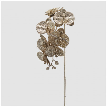 Decoratiune brad ramura Orhidee Phalaenopsis Glitter, 85 cm, champagne gold - BraziPremium.ro [1]
