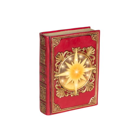 Decoratiune Craciun carte decorativa cu stea si lumini, 6.5x16.5x22 cm, rosu - BraziPremium By OLLMA