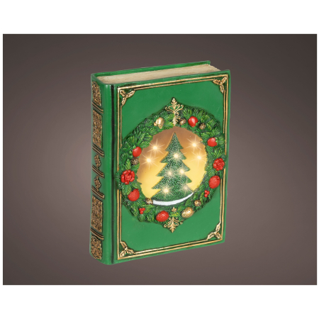 Decoratiune Craciun carte decorativa cu brad si lumini, 6.5x16.5x22 cm, verde - BraziPremium By OLLMA [1]