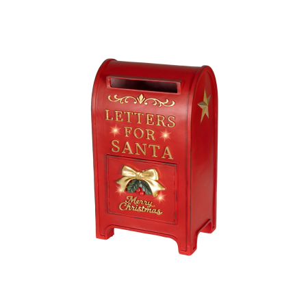 Decoratiuni Craciun pentru Casa - Decoratiune Craciun cutie postala cu lumini LED, 20.5x27x45 cm, rosu - BraziPremium By OLLMA
