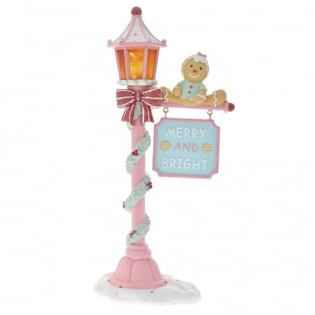 Candy Christmas - Decoratiune Craciun Felinar stradal cu lumini, 18x10x36 cm, rasina, multicolo - BraziPremium.ro