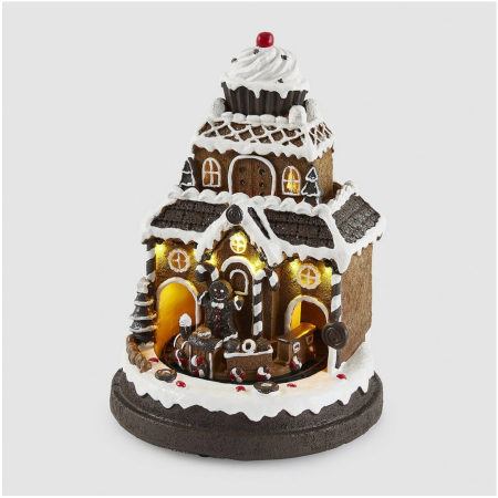 Decoratiune Craciun Casuta 3D din martipan cu muzica si lumini, 25x19 cm, maro - BraziPremium By OLLMA [1]