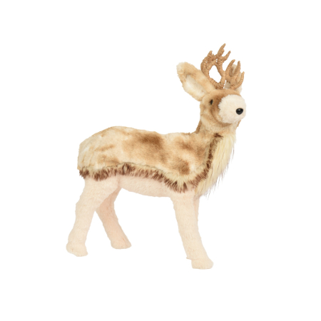 Decoratiune Craciun Cerb cu blana artificiala, 14x45x55 cm, maro - BraziPremium By OLLMA