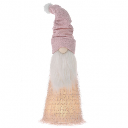 Figurine si animale - Decoratiune Craciun Gnom cu lumini,roz, 15x15x54 cm