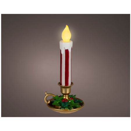 Decoratiune Craciun Lumanare cu LED si sfesnic, lumina calda, 37.5 cm, multicolor - BraziPremium By OLLMA [1]
