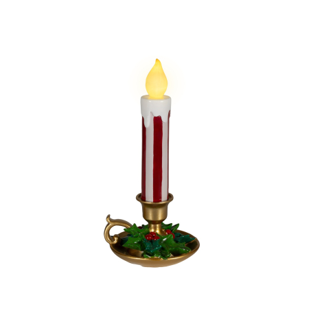 Decoratiune Craciun Lumanare cu LED si sfesnic, lumina calda, 37.5 cm, multicolor - BraziPremium By OLLMA