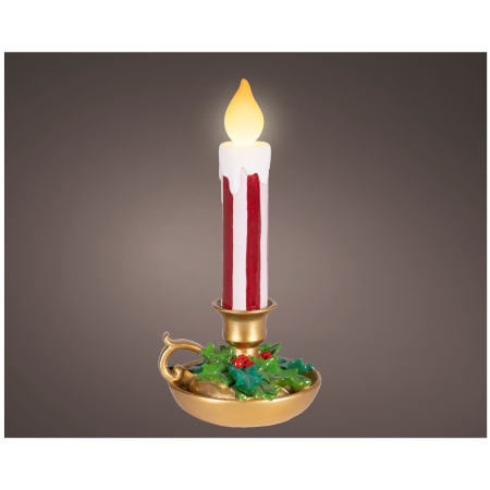 Decoratiune Craciun Lumanare cu LED si sfesnic, lumina calda, 24 cm, multicolor - BraziPremium By OLLMA [1]