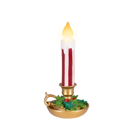 Decoratiune Craciun Lumanare cu LED si sfesnic, lumina calda, 24 cm, multicolor - BraziPremium By OLLMA