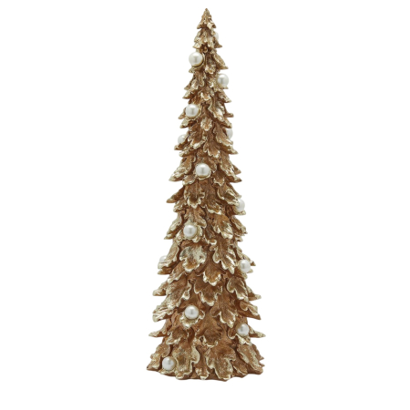 Classic Romance - Decoratiune Craciun model Brad cu perle, 64x21 cm, auriu - BraziPremium By OLLMA