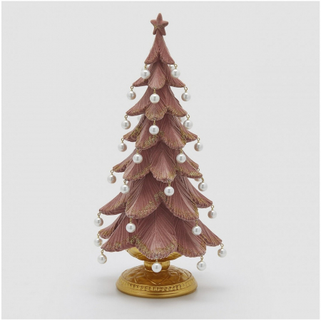 Decoratiune Craciun model Brad cu perle si sclipici, 46x22 cm, roz - BraziPremium.ro [1]