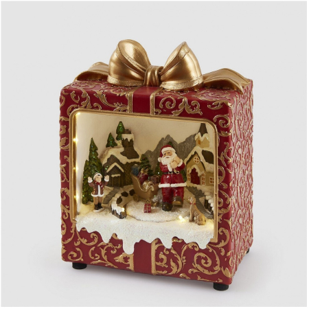 Decoratiune Craciun model Cutie Cadou animat cu lumini LED si muzica, 24x20x12 cm, multicolor - BraziPremium By OLLMA [1]