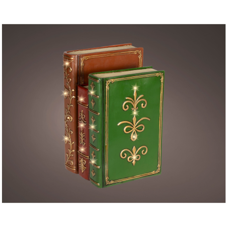 Decoratiune Craciun 3 carti decorative cu design vintage si lumini, 15.5x18.5x27 cm, multicolor - BraziPremium By OLLMA [1]