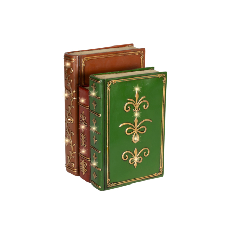 Decoratiune Craciun 3 carti decorative cu design vintage si lumini, 15.5x18.5x27 cm, multicolor - BraziPremium By OLLMA