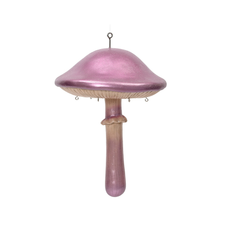 Figurine si animale - Decoratiune Craciun ciuperca suspendata cu carlige, 41.5x57 cm, roz - BraziPremium By OLLMA