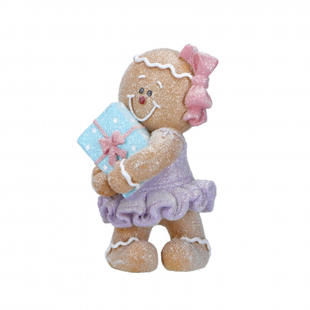 Figurine si animale - Decoratiune Craciun model Fetita cu rochita din turta dulce, 9x8x15 cm, multicolor - BraziPremium.ro
