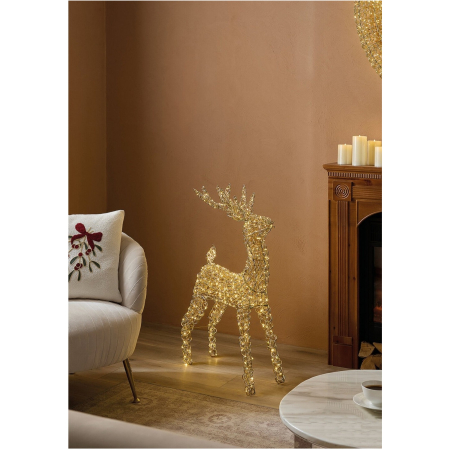 COLECTII CRACIUN 2025 - Decoratiune Craciun model Ren, 600 MicroLED, 90 cm, IP44, lumina calda, auriu - BraziPremium By OLLMA