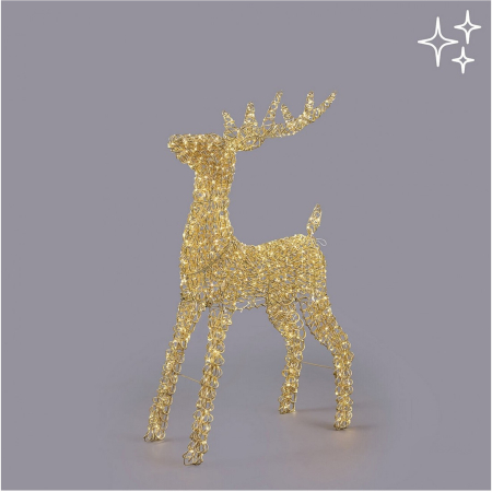 Decoratiune Craciun model Ren, 720 MicroLED, 110 cm, IP44, lumina calda, auriu - BraziPremium By OLLMA [2]