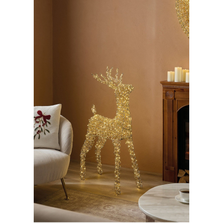 COLECTII CRACIUN 2025 - Decoratiune Craciun model Ren, 720 MicroLED, 110 cm, IP44, lumina calda, auriu - BraziPremium By OLLMA