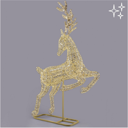 Decoratiune Craciun model Ren, 8300 MicroLED, 303 cm, IP44, lumina calda, auriu - BraziPremium By OLLMA [1]