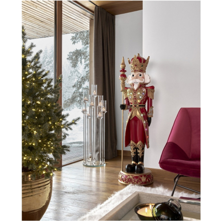 Classic Romance - Decoratiune Craciun model Spargatorul de nuci cu LED si muzica, 153x40 cm, rosu - BraziPremium By OLLMA