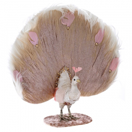 Figurine si animale - Decoratiune Craciun Paun, roz, 40x13x42 cm