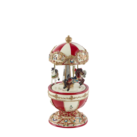 Classic Romance - Decoratiune Cutie Muzicala model Carusel cu cai, 18.5x8.5 cm, multicolor - BraziPremium By OLLMA