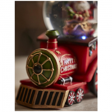 Decoratiune Cutie muzicala model Locomotiva cu Glob de zapada, 17 cm, rosu - BraziPremium.ro [3]